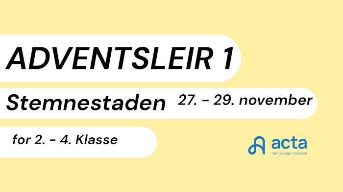 Adventsleir 1 Stemnestaden 2026