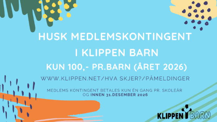 Medlemskontingenter Klippen Barn 2026