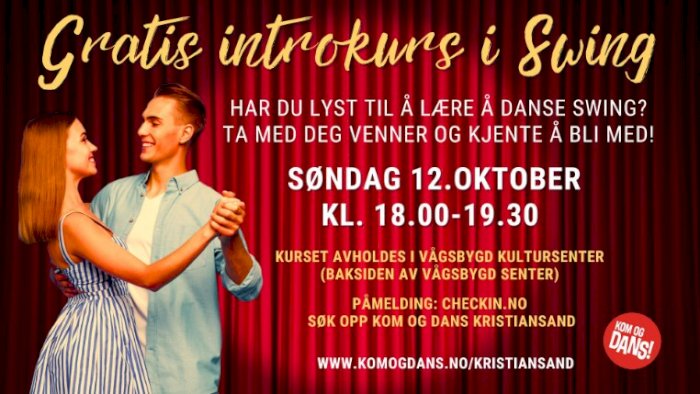 Gratis introkurs i Swing hos Kom og Dans Kristiansand søndag 12. oktober!