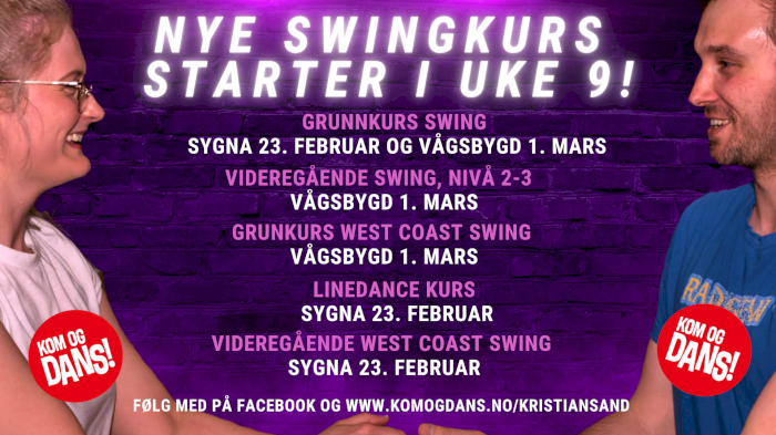 Swing og Linedance kurs hos Kom og Dans Kristiansand på Nodeland!