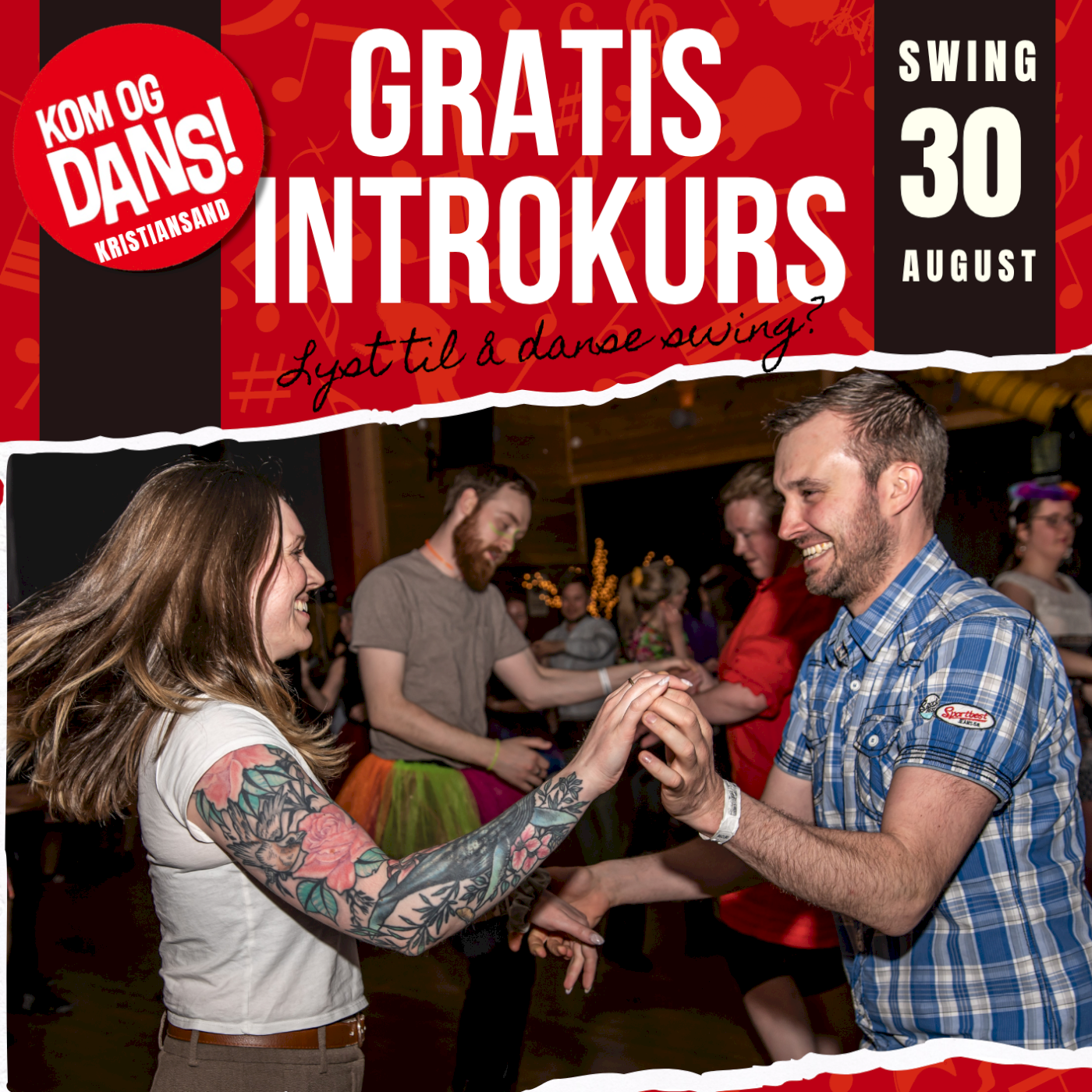 Gratis introkurs i Swing hos Kom og Dans Kristiansand søndag 30. august!