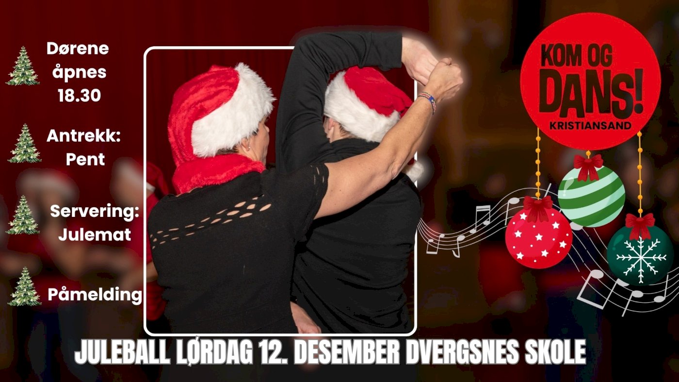 Årets juleball hos Kom og Dans Kristiansand lørdag 12. desember