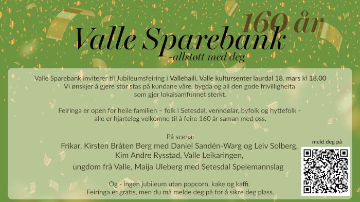 Valle Sparebank 160 årsjubileum