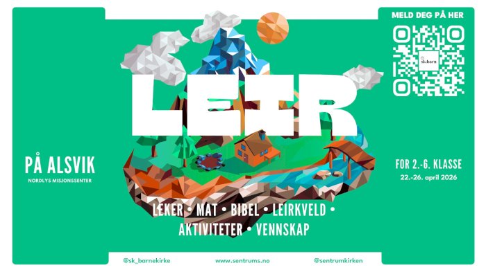 Leir for 2. -6. klasse på Alsvik 24.-26. april