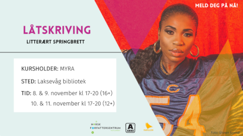 Låtskriverworkshop med Myra- fra 12 til 15 år