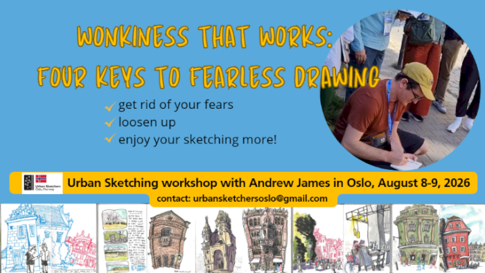 "Wonkiness that works: four keys to fearless drawing"  Andrew James workshop in Oslo by USk Oslo