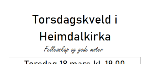 Torsdagskveld i Heimdalkirka