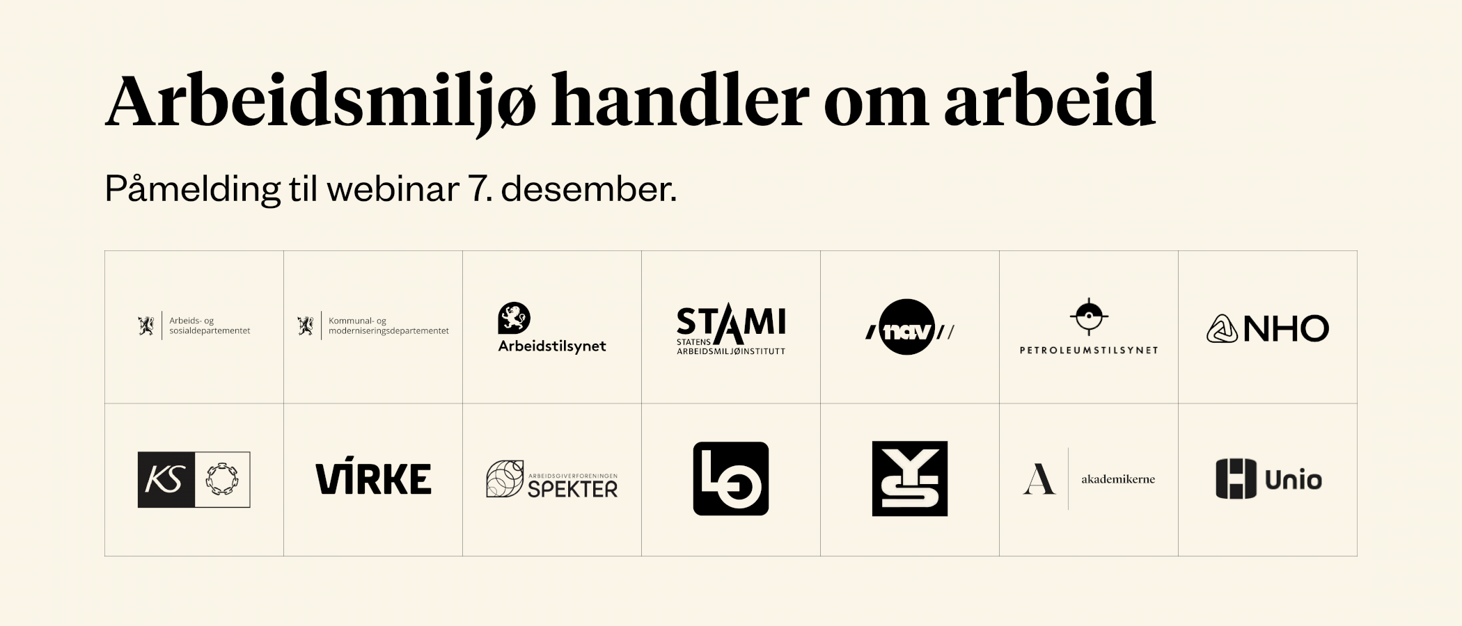 Arbeidsmiljø handler om arbeid - webinar