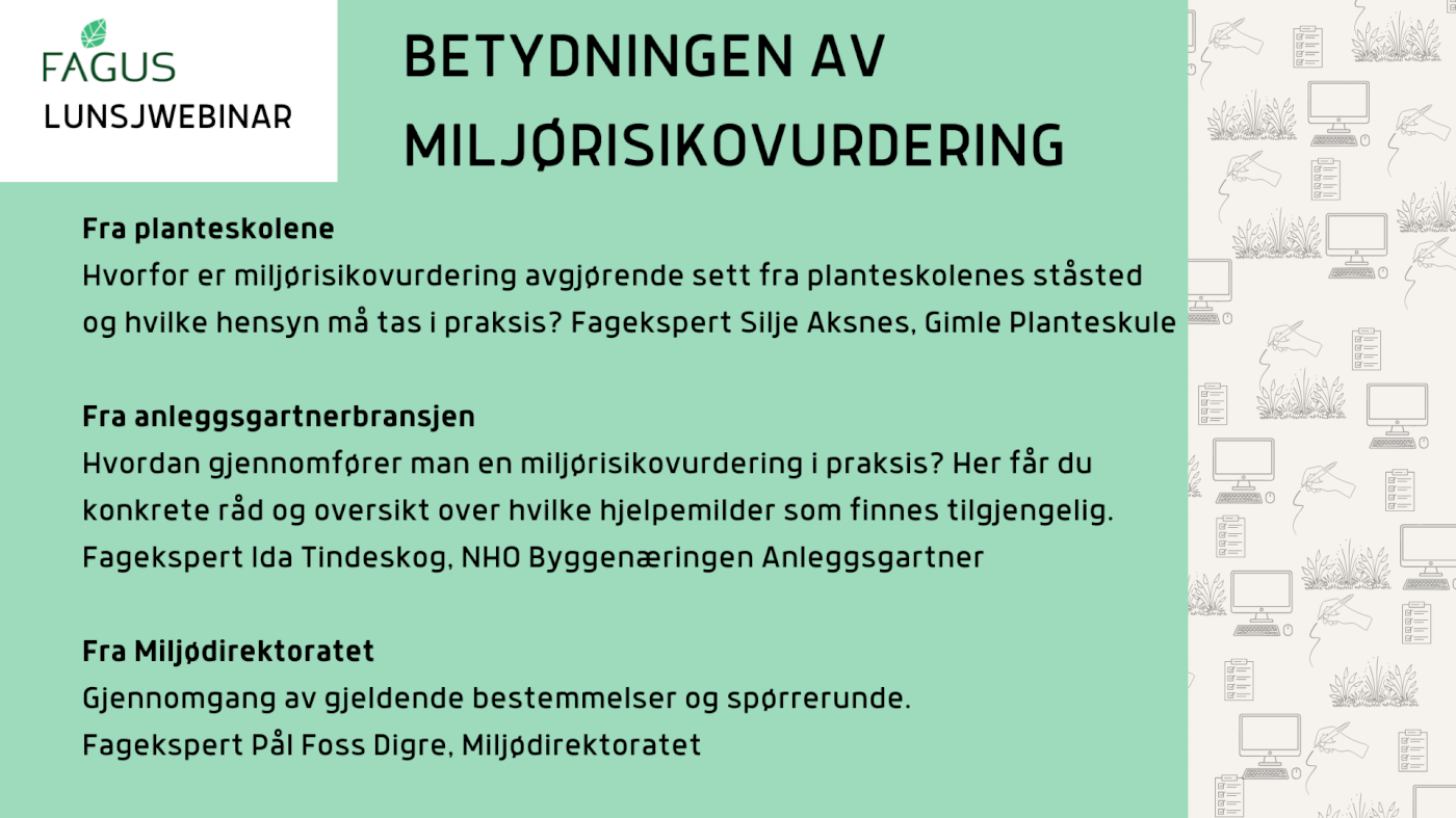 Lunsjwebinar: Betydningen av miljørisikovurdering i grøntanleggsbransjen