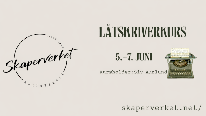 Skaperverket Kulturskoles låtskriverkurs juni 2026