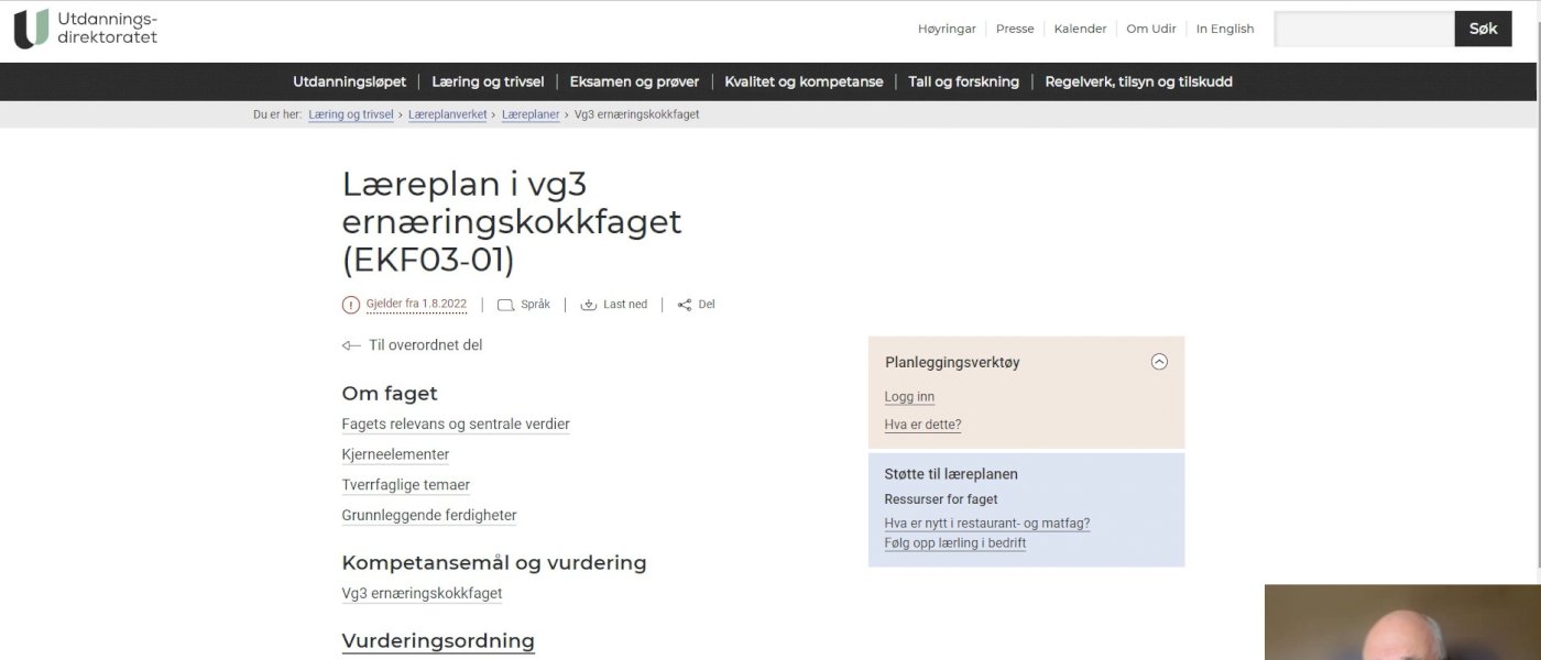 Fagfornyelsen - ernæringskokkfaget