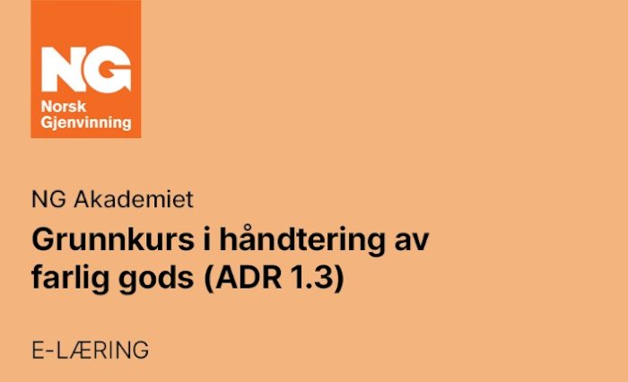 Grunnkurs i håndtering av farlig gods (ADR 1.3)