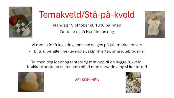 Grende husflidslag arrangerer temakveld/ståpåkveld