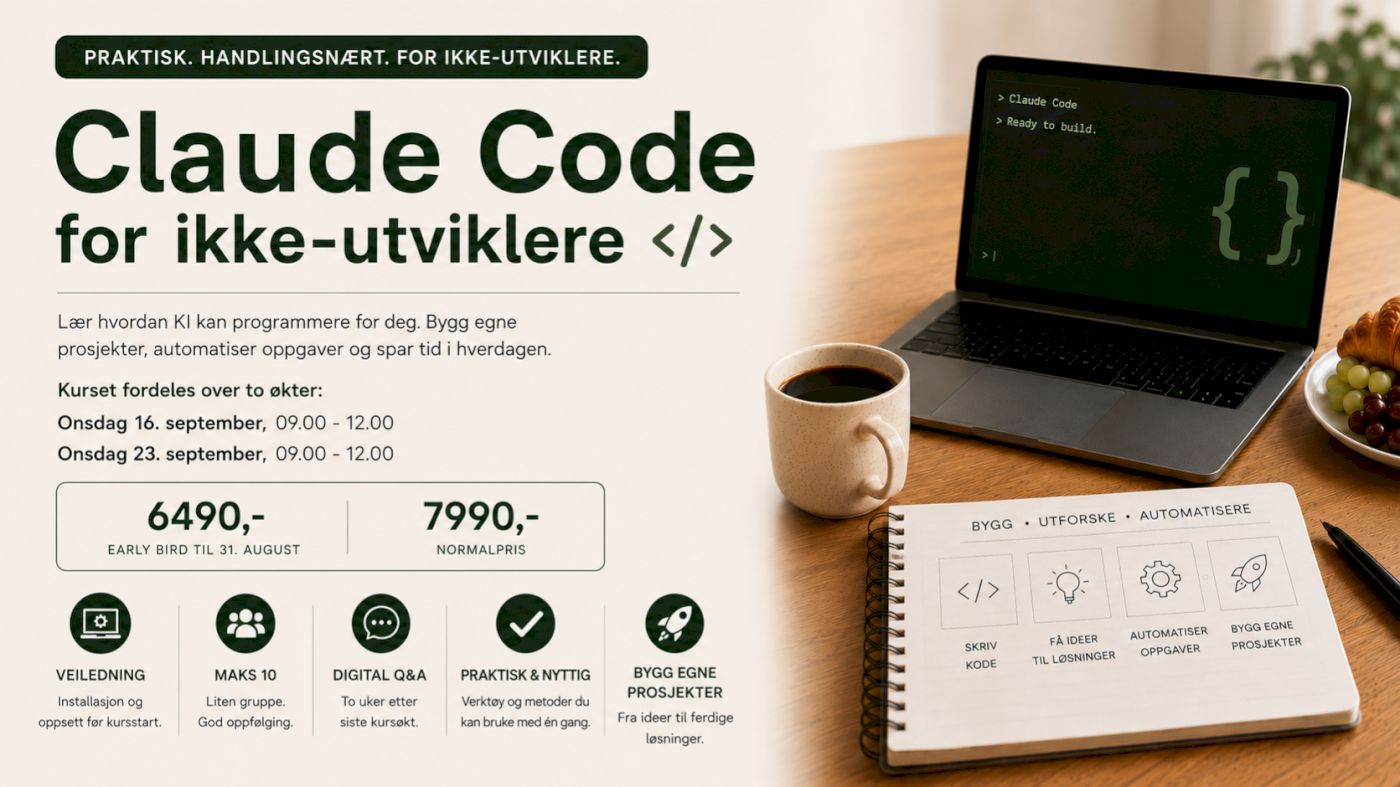 AVLYST: Claude Code for ikke-utviklere. Lær hvordan KI kan programmere for deg.