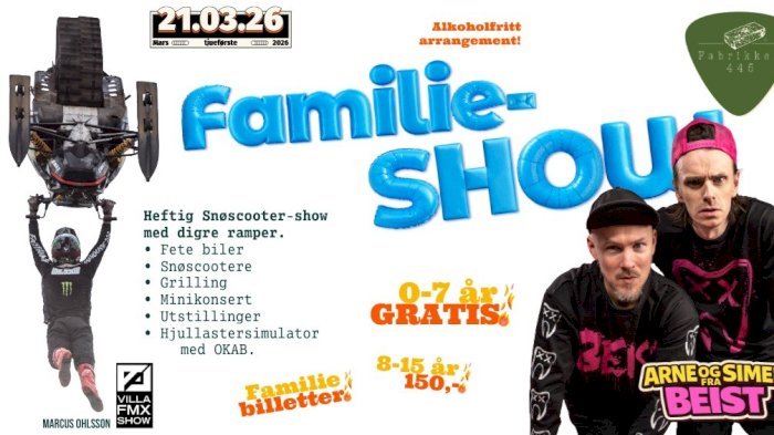 Familie-Show med Andre Villa FMX show - Arne og Simen fra BEIST - Utstillere