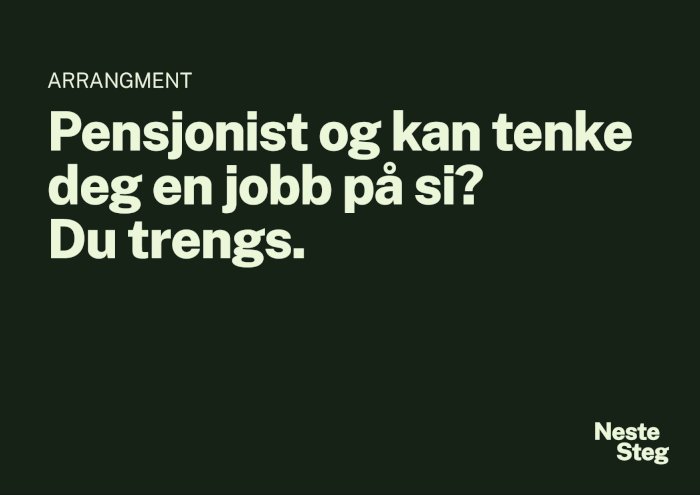 Er du pensjonist og kunne tenke deg å ha en liten jobb på si? Du trengs!