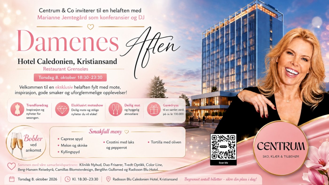 ✨ Centrum & Co inviterer til en helaften med Marianne Jemtegård som konferansier og DJ ✨
